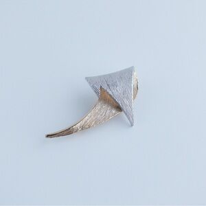 Vintage Michele Lynn Brooch Pin Two Toned Silver and Gold Abstract Minimalist